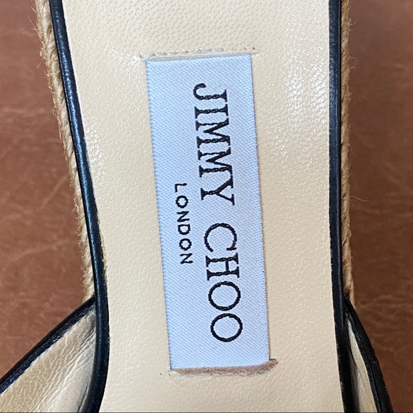 Jimmy Choo Almer Black Leather Wedges 36.5 - Picture 6 of 17